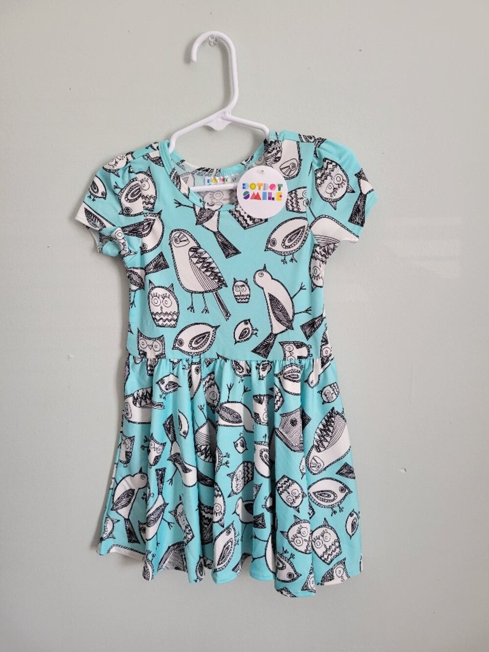Dot Dot Smile Dress Girl's 2T Toddler Blue Owl & Birds Twirl Cap Sleeve NWT